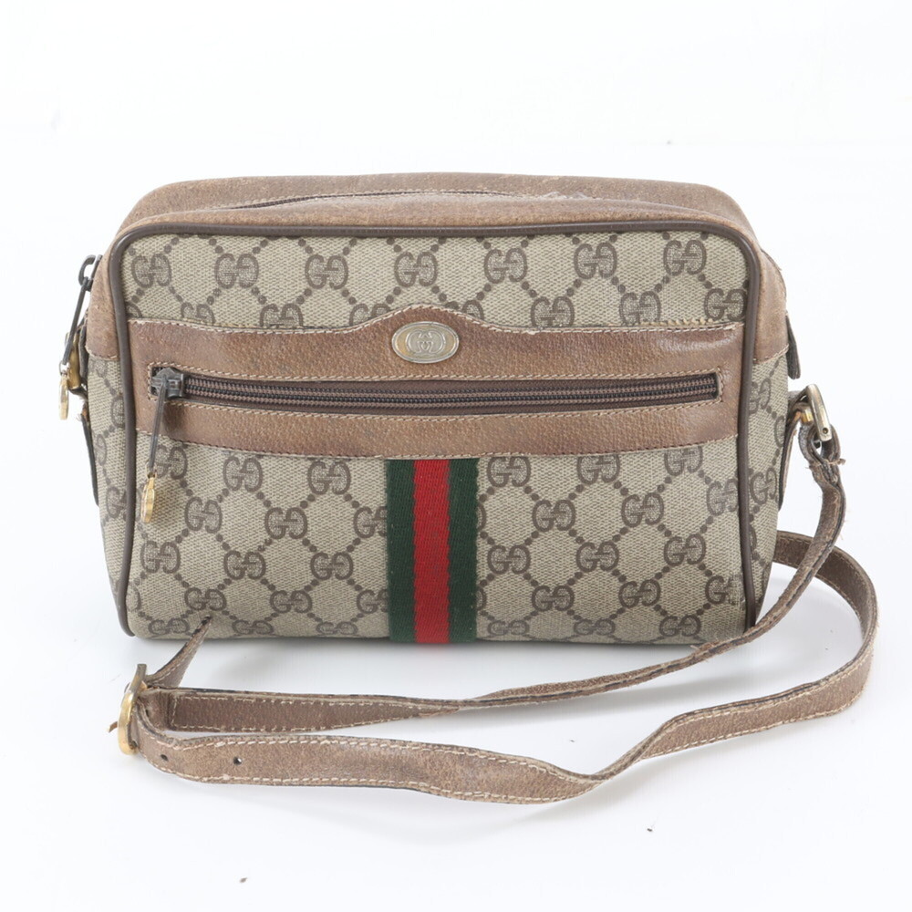 Gucci Old GG Supreme Sherry Line 56 02 004 Leather Shoulder Bag WBR ES13-10